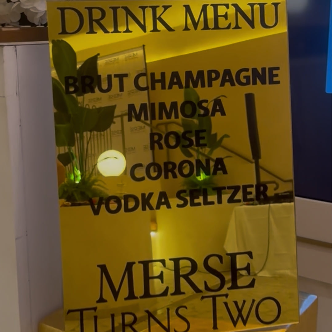 Gold Acrylic Mirrored Bar Sign - A4