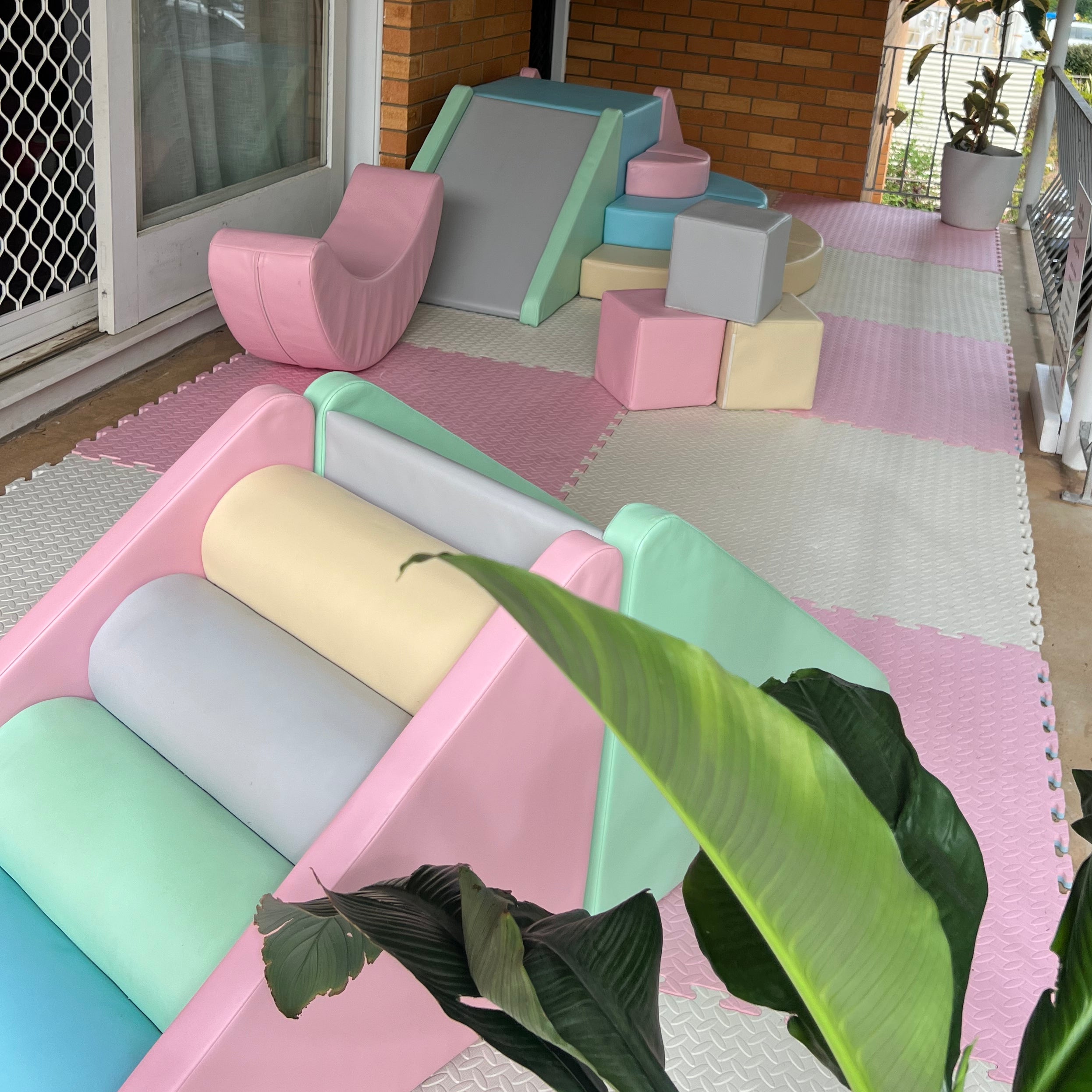 1/2 Set 3m x 3m - Climber & Slider Combo - Pastel Softplay