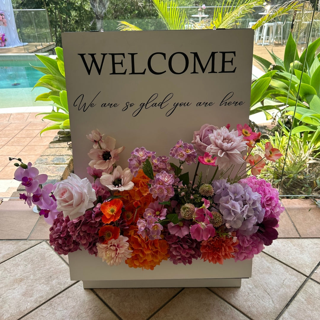 Flower Box Sign A-Frame – Customizable Text & Florals