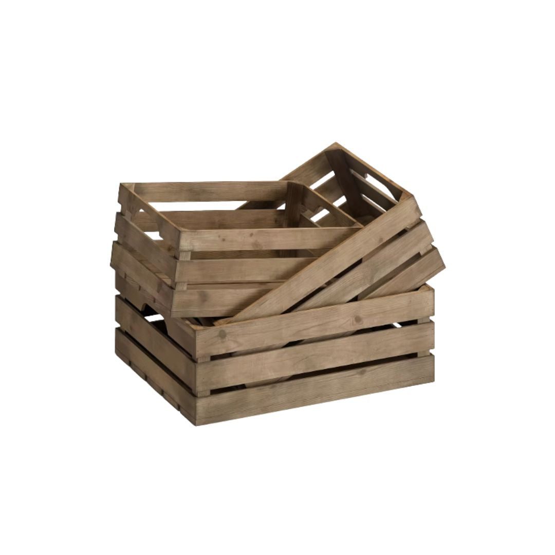 Trio Timber Crates – 25cm, 30cm & 35cm