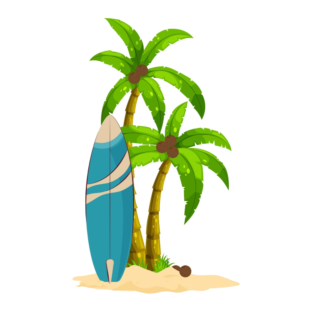 Twin Palm Tree & Surfboard – 170cm