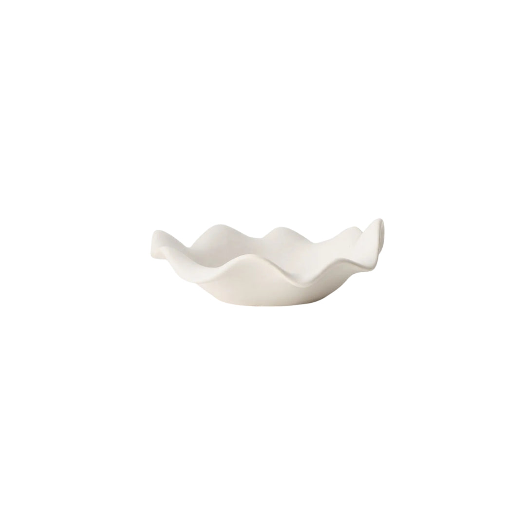 Waved Small Bowl Vase – White