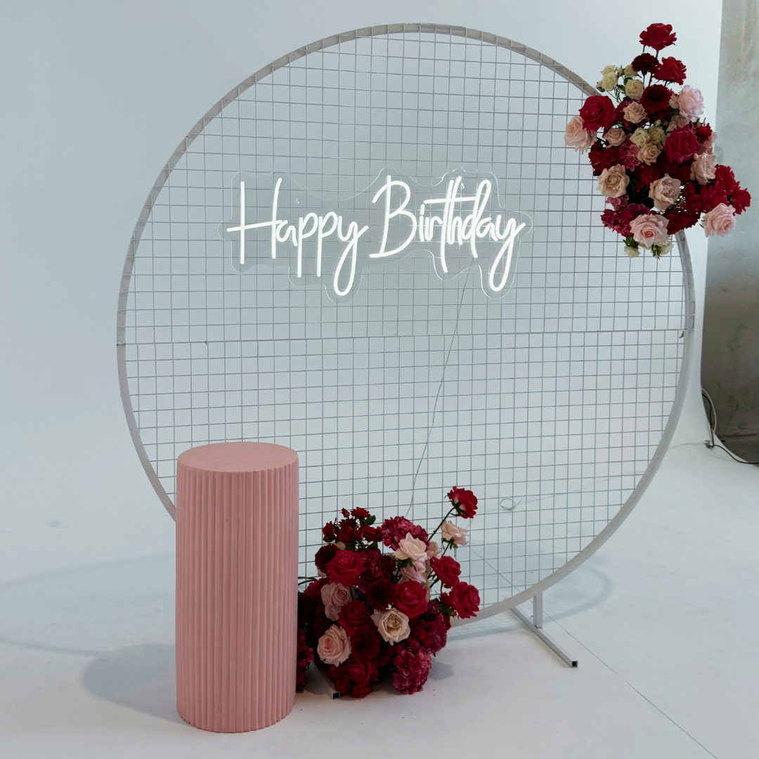 Floral Neon Frame Backdrop Package