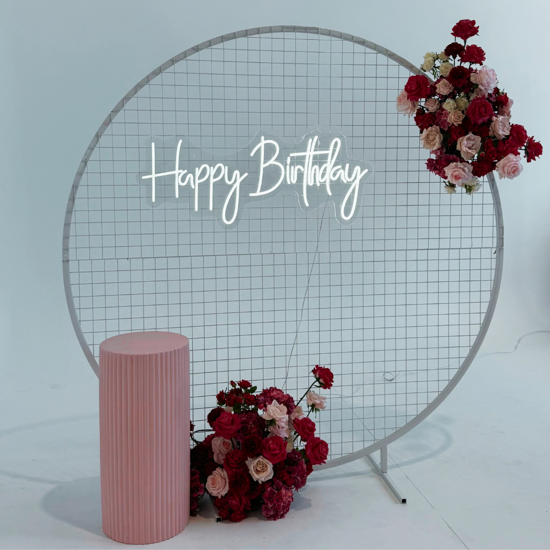 Floral Neon Frame Backdrop Package