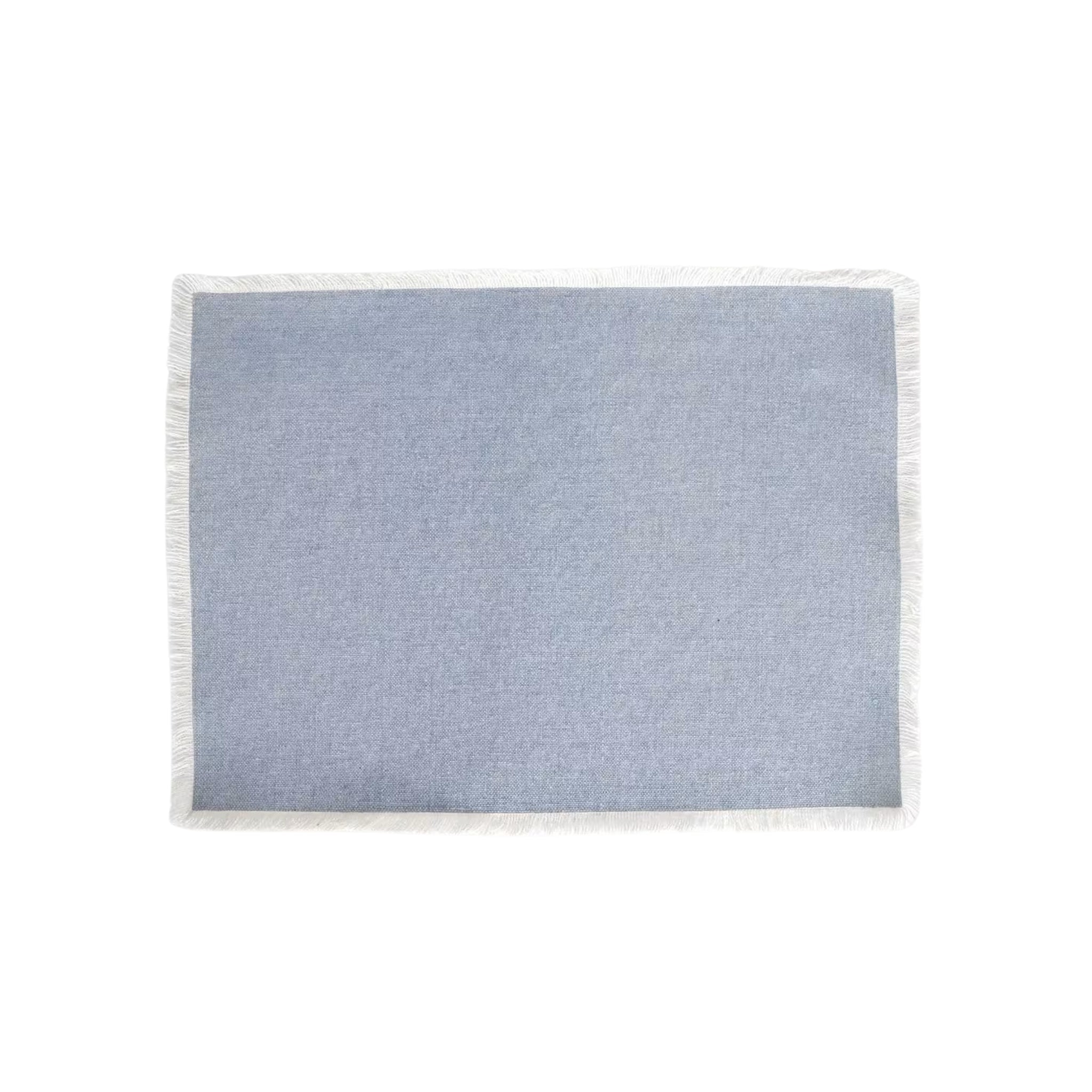 Rectangular Placemat - Frayed Edge Border - Denim Blue