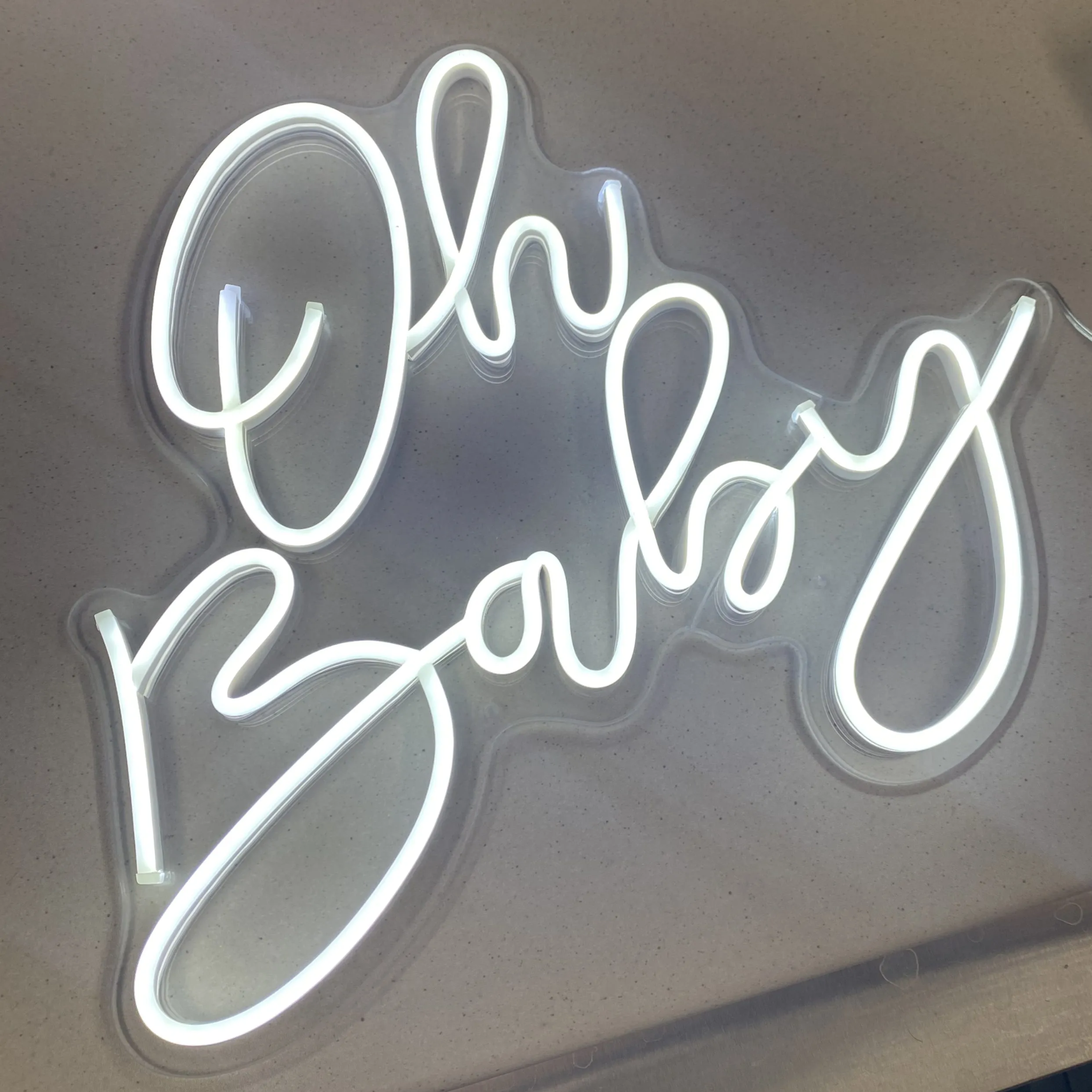 40cm Cool White Neon Sign - "Oh Baby"