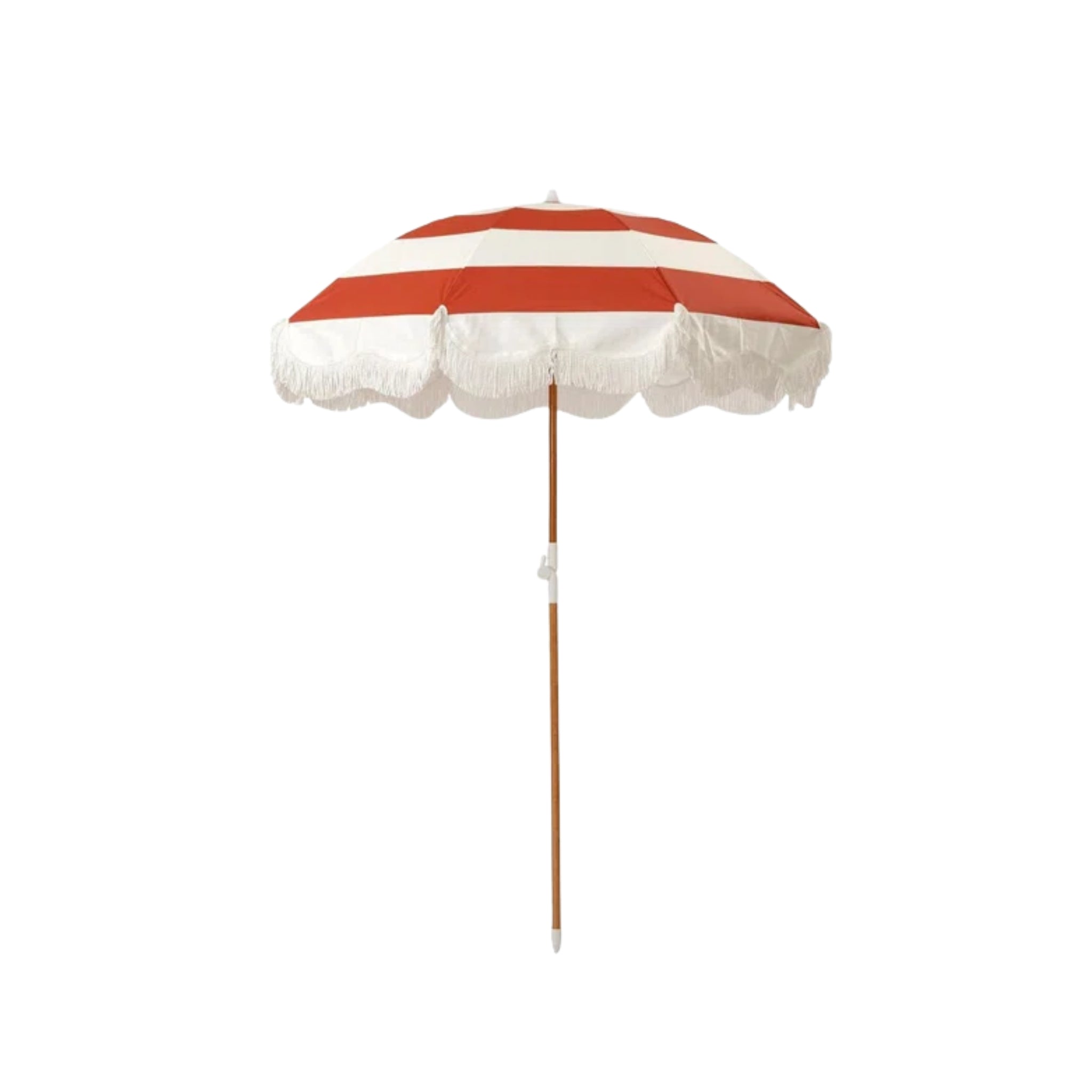 Orange / White Striped 1.5m Brolley - Tasseled Edge with Concrete Base