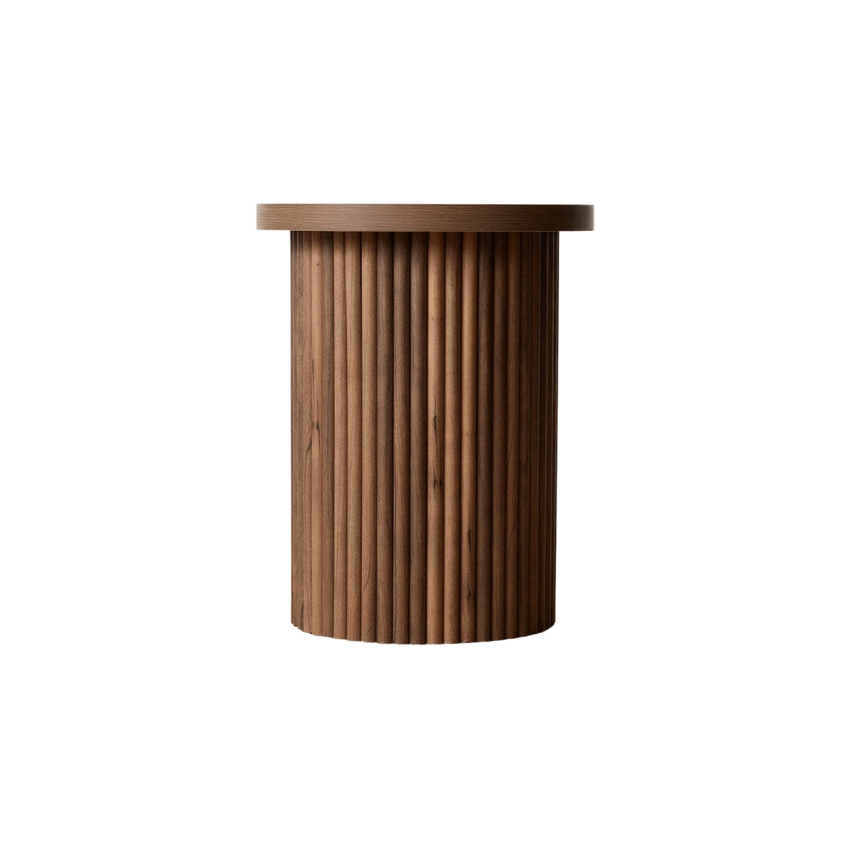 Brown Ribbed Side Table