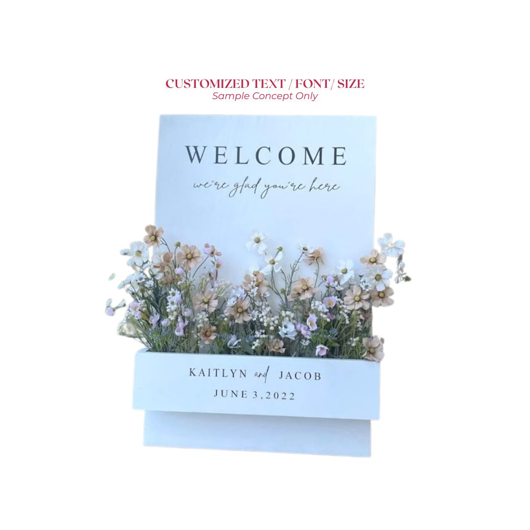 Flower Box Sign A-Frame – Customizable Text & Florals