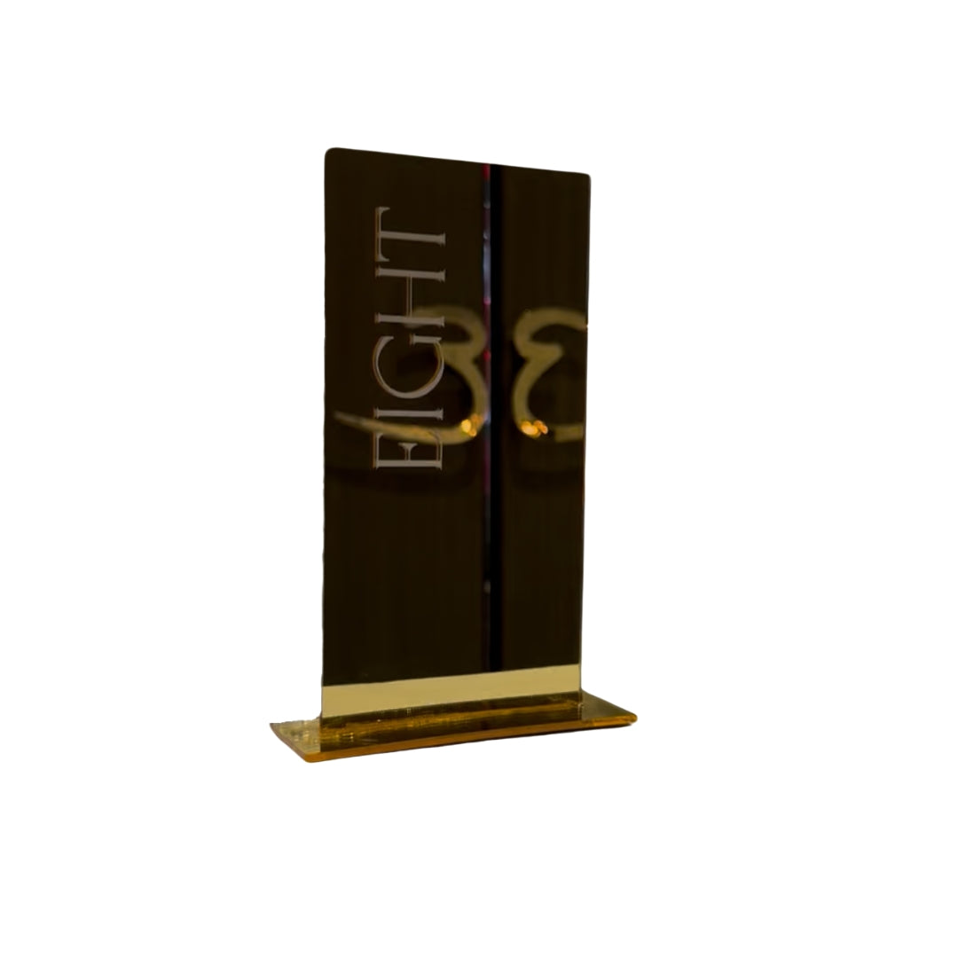 Acrylic Gold Mirrored Table Number Signs - 1 to 8