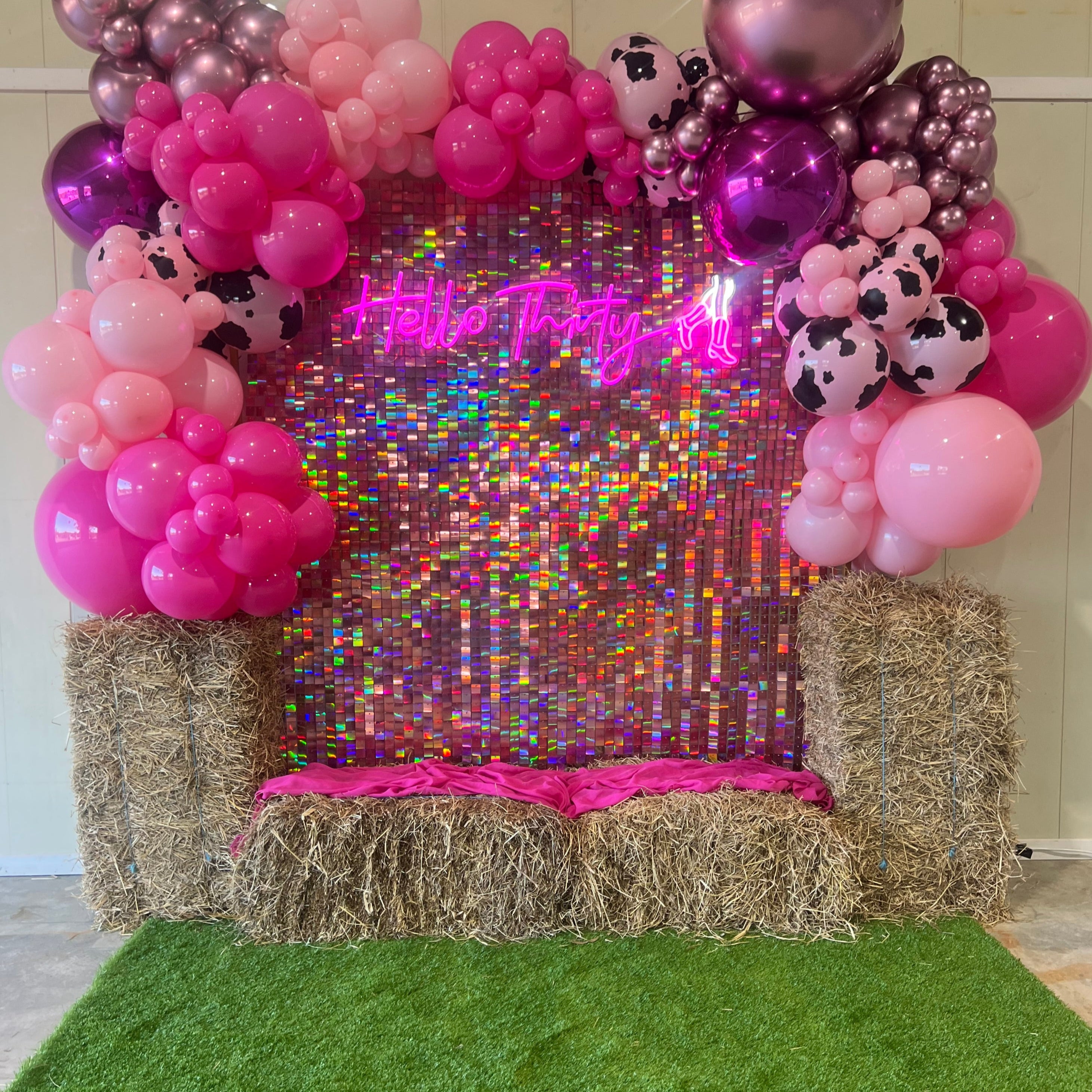25cm Pink/Cool White Neon Cowgirl Boots