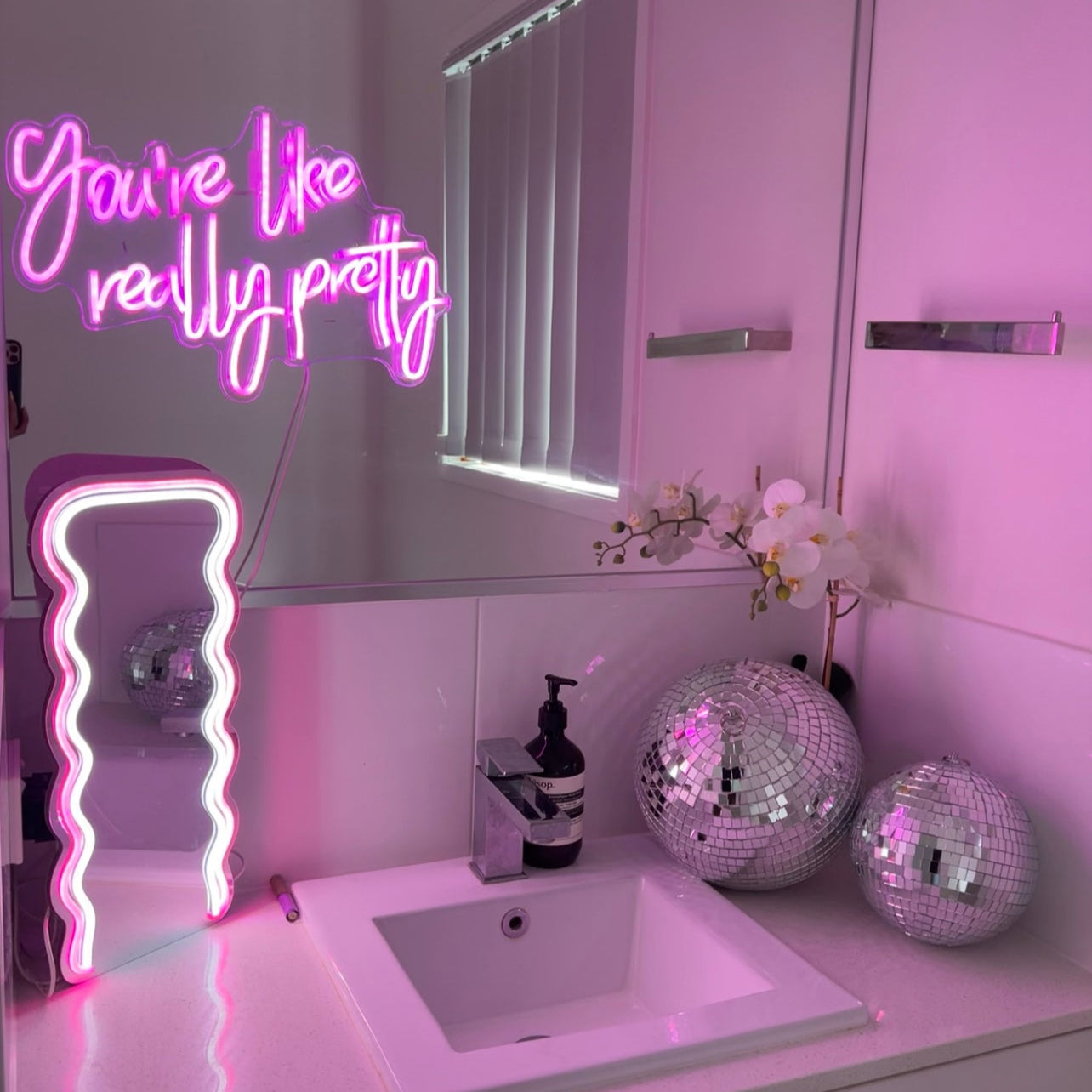 40cm Warm White Neon Sign - "You're like really pretty"