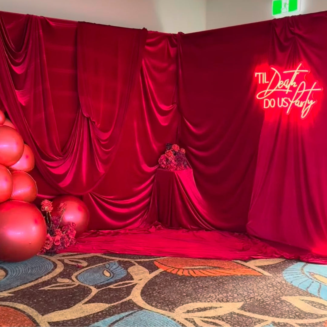 Silk Satin Drapery Backdrop – Red (3 × 3m)