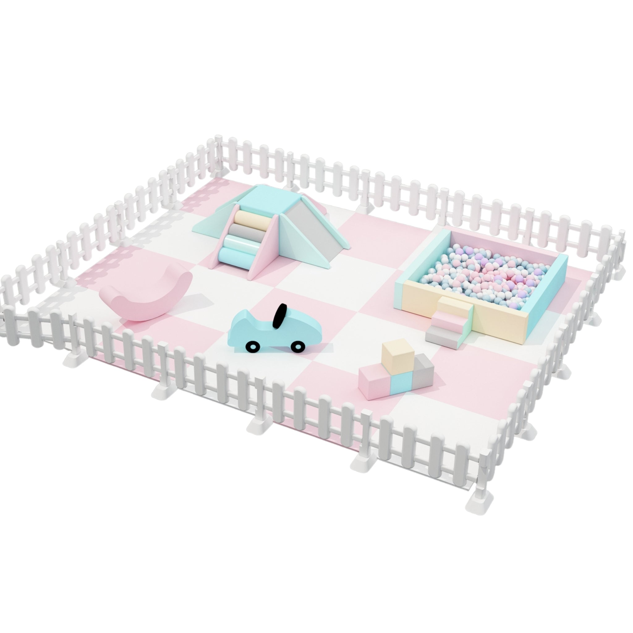 Full Set 6m x 6m - Ballpit, Climber, Slider Package - Pastel Softplay