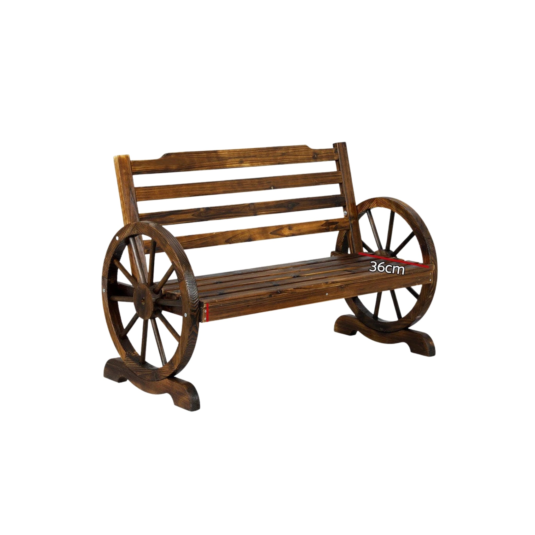 Timber Wagon Wheel Bench Seat - Stained